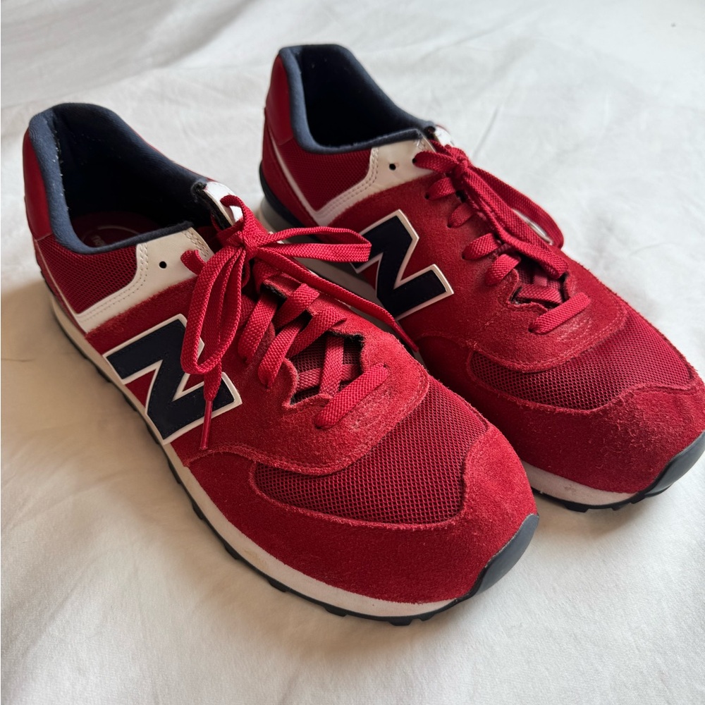 New Balance 574 Red and White Sneakers